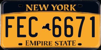 NY license plate FEC6671