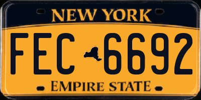 NY license plate FEC6692