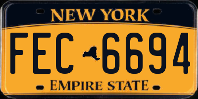NY license plate FEC6694