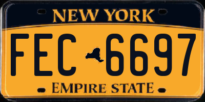NY license plate FEC6697