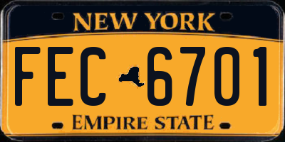 NY license plate FEC6701