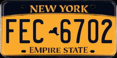 NY license plate FEC6702