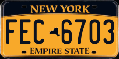 NY license plate FEC6703