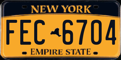 NY license plate FEC6704