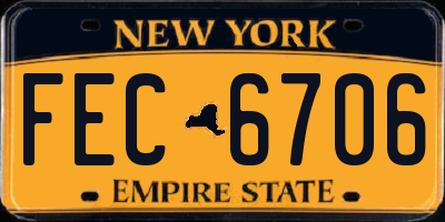 NY license plate FEC6706
