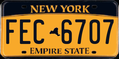 NY license plate FEC6707