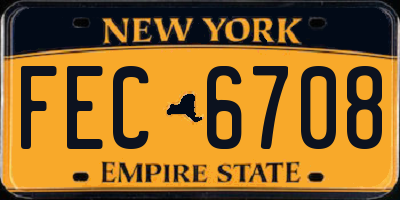 NY license plate FEC6708