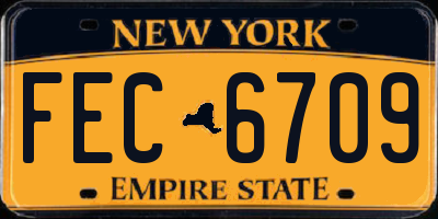 NY license plate FEC6709
