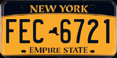 NY license plate FEC6721