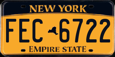 NY license plate FEC6722