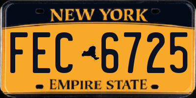 NY license plate FEC6725