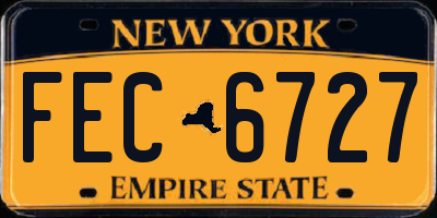 NY license plate FEC6727