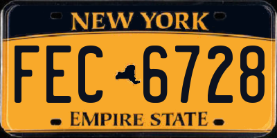 NY license plate FEC6728