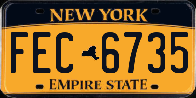 NY license plate FEC6735