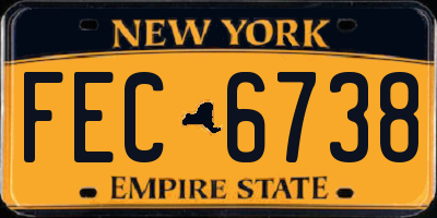 NY license plate FEC6738