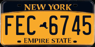 NY license plate FEC6745