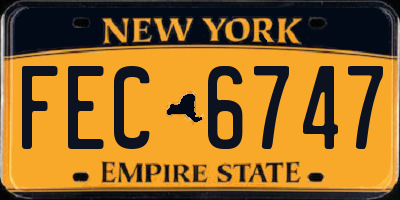 NY license plate FEC6747