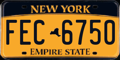 NY license plate FEC6750