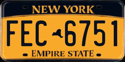 NY license plate FEC6751