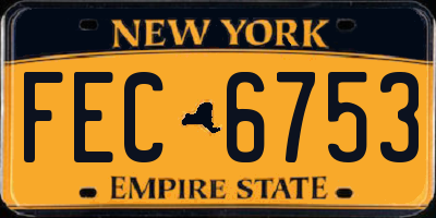 NY license plate FEC6753