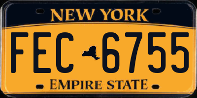 NY license plate FEC6755