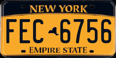NY license plate FEC6756