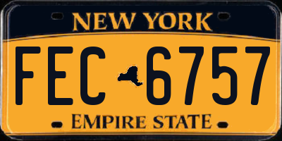NY license plate FEC6757