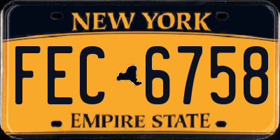 NY license plate FEC6758