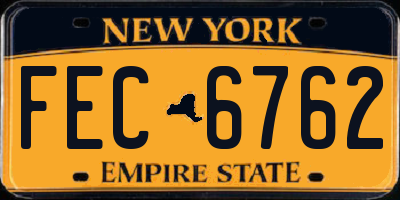 NY license plate FEC6762