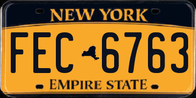 NY license plate FEC6763
