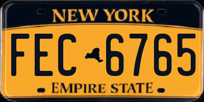 NY license plate FEC6765