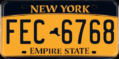 NY license plate FEC6768