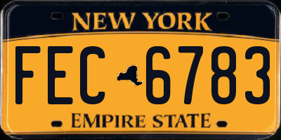 NY license plate FEC6783