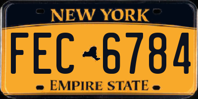 NY license plate FEC6784