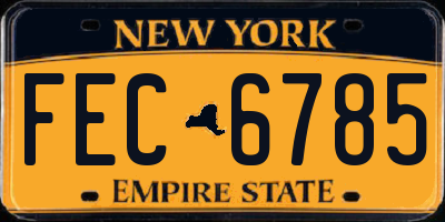 NY license plate FEC6785