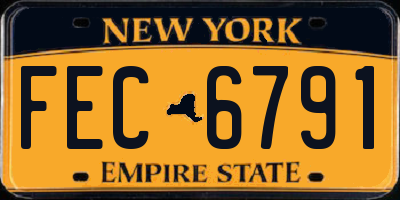 NY license plate FEC6791