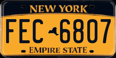 NY license plate FEC6807