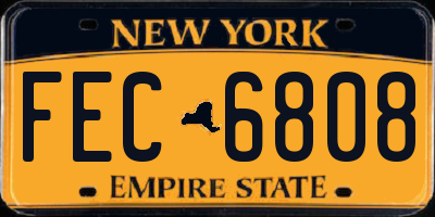 NY license plate FEC6808