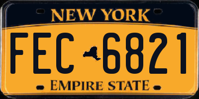 NY license plate FEC6821