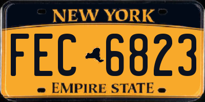 NY license plate FEC6823