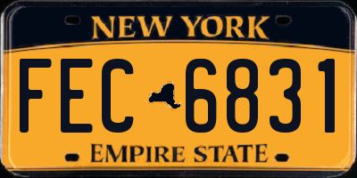 NY license plate FEC6831