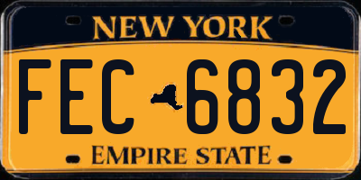 NY license plate FEC6832