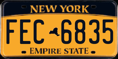 NY license plate FEC6835