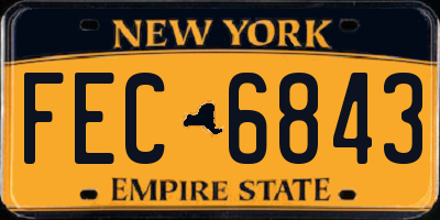 NY license plate FEC6843