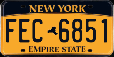 NY license plate FEC6851