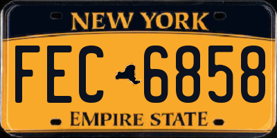 NY license plate FEC6858