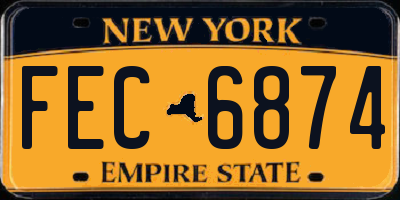 NY license plate FEC6874