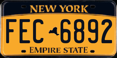 NY license plate FEC6892