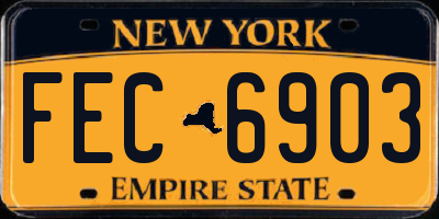 NY license plate FEC6903
