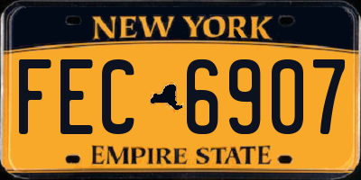 NY license plate FEC6907